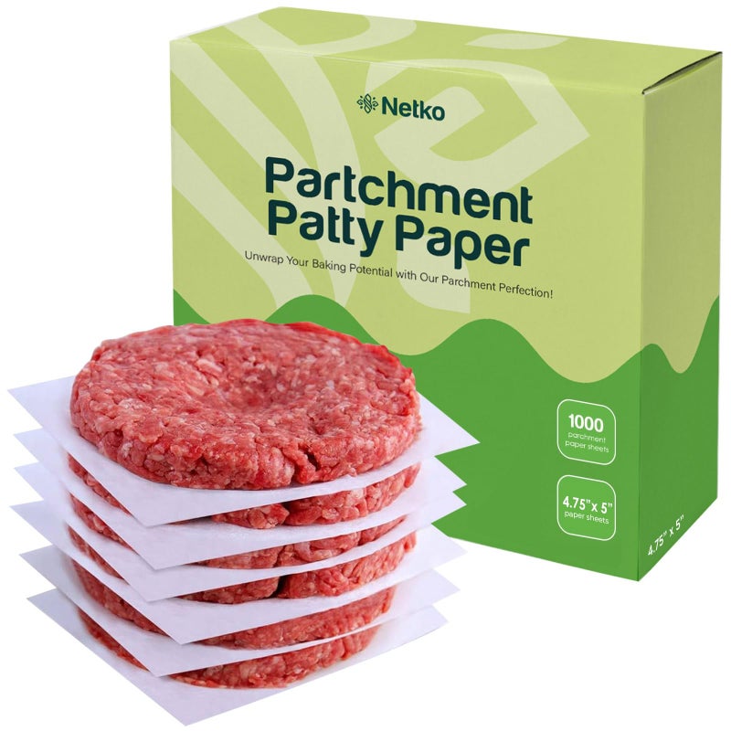 Netko Patty Paper - Hamburger press Patty Paper Sheets 4.75x5" - 1000 Non stick Wax Burger Patty paper Squares for Burger Press, Freezing & More - Image 1